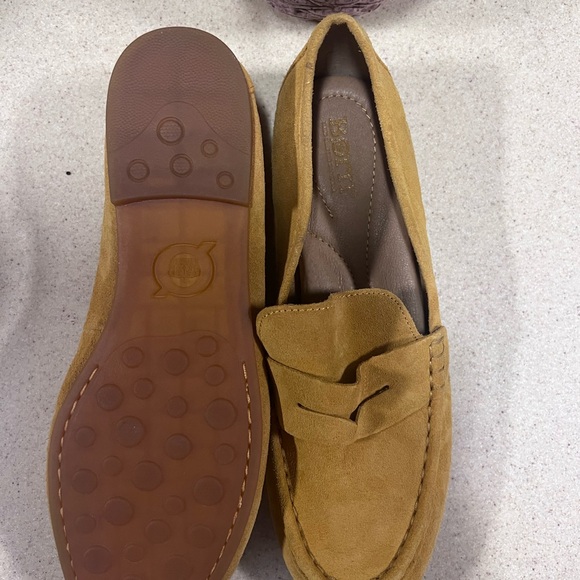 Born Womens Melinda Loafer Flat Shoes Yellow Suede Slip On Penny Solid - Picture 4 of 8